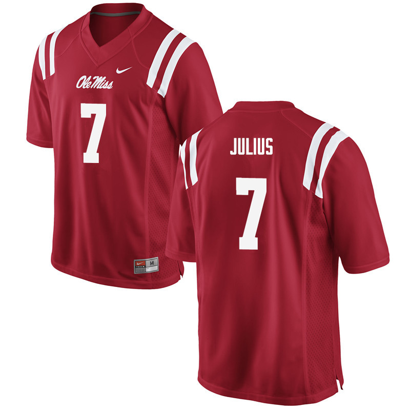 Jalen Julius Ole Miss Rebels NCAA Men's Red #7 Stitched Limited College Football Jersey SZR0558CI